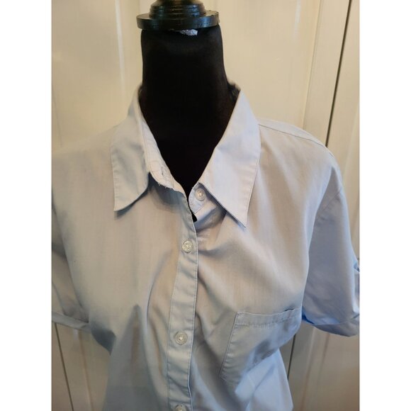 Blue Button Up Shirt Basic Editions XL Cuff Preppy Old Money Classic Coastal - Picture 3 of 6